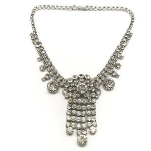 Vintage Silver Tone Clear Ice Rhinestone High End Cocktail Necklace Juliana?